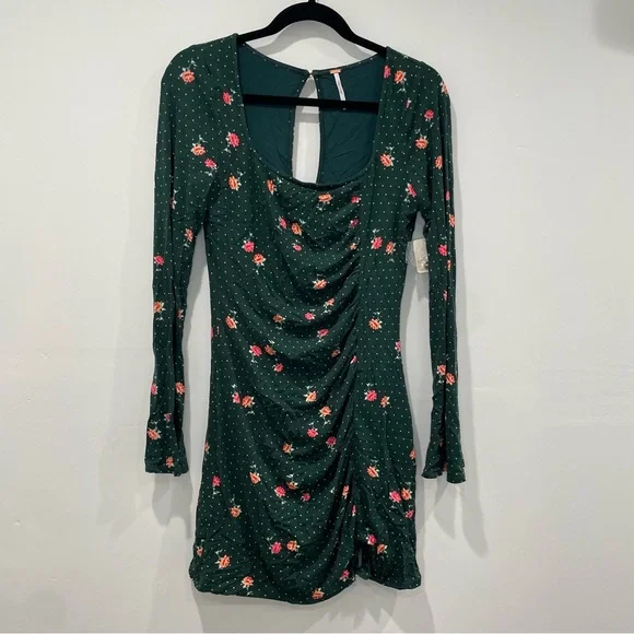 NWT Free People Green Celia Mini Dress - Picture 4 of 14